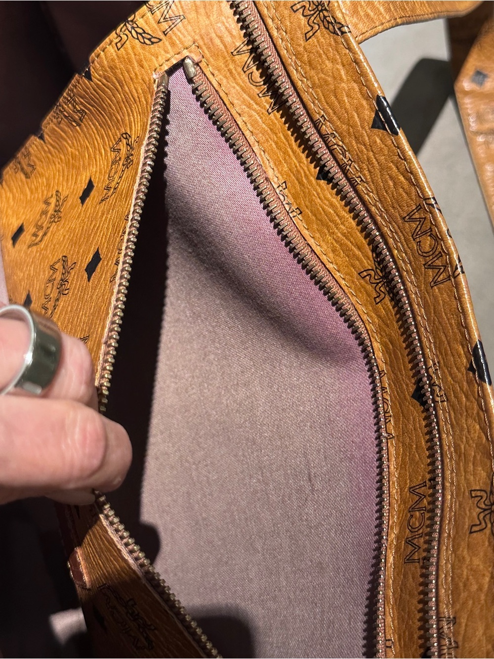 MCM Cognac Monogram Shoulder Bag - Picture 11 of 13